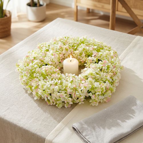 Művirág koszorú mini asztaldísz fehér rózsaszín Ø12cm 6 db | Floristik24.hu