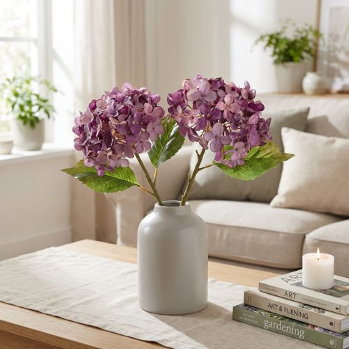 Műhortenzia lila művirágok hortenzia 34cm 2db | Floristik24.hu