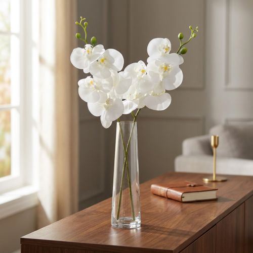 Fehér mesterséges orchidea Phalaenopsis Real Touch 85cm | Floristik24.hu