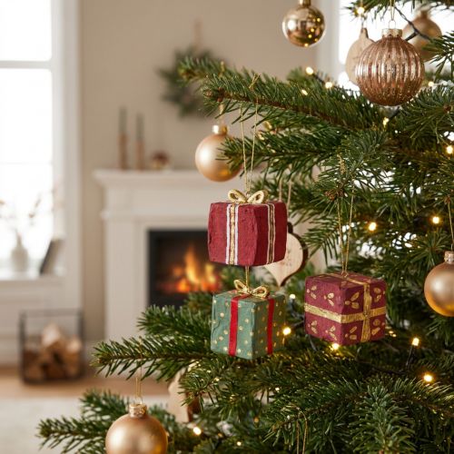 Karácsonyi dísz papírmasé ajándékcímkék 6 cm 3 db | Floristik24.hu