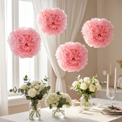 Pompon papír Ø30cm világos rózsaszín 5db | Floristik24.hu