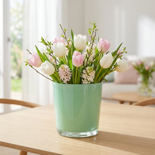 Üveg edény Ø11,5cm H10,8cm mentazöld | Floristik24.hu