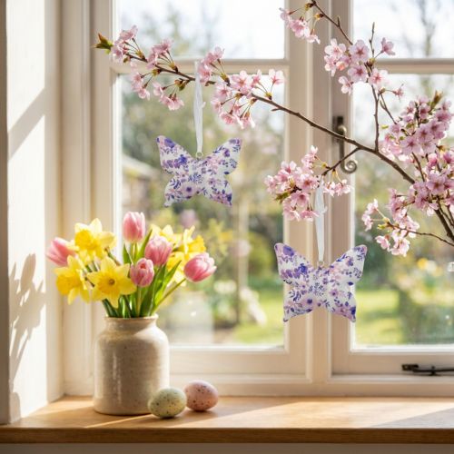 Deco pillangók fém deko fogas lila 12×10cm 3db | Floristik24.hu