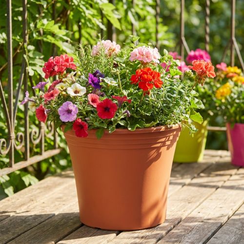 Fazék „Irys” műanyag terrakotta Ø33cm H27,5cm 1 db | Floristik24.hu