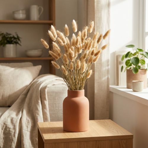 tételeket Lagurus ovatus szárított virágok szökőkútfű bársonyfű dekoratív világosbarna 20-50cm 25g