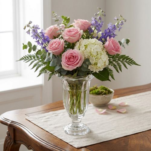 Üvegváza talpas üveg virágváza Ø13,5cm H22cm | Floristik24.hu