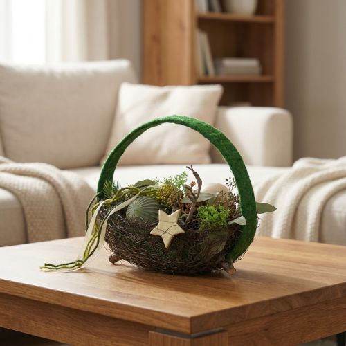 Díszgyűrűs juta díszítő hurok zöld sötétzöld 4cm Ø30cm 2db | Floristik24.hu