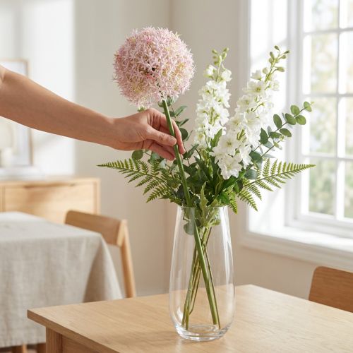 Allium rózsaszín virágokkal műhagyma Ø18cm L90cm | Floristik24.hu