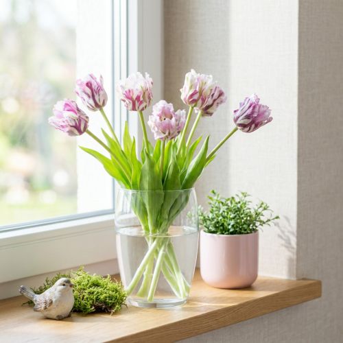 Tulipán műpapagáj tulipán lila csokor 5 virággal 40cm | Floristik24.hu