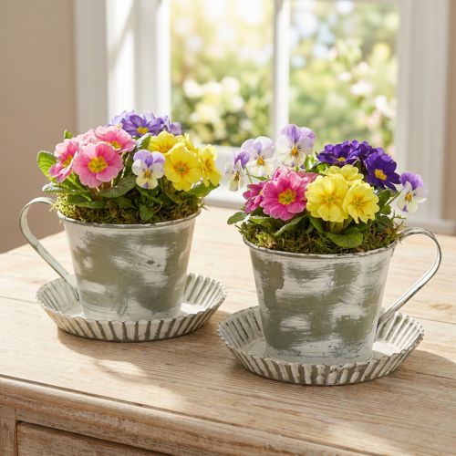Díszpohár fémből, fehérre meszelt antik Ø9cm M8cm 2db | Floristik24.hu