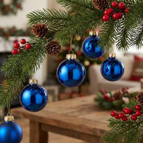 tételeket Mini karácsonyi gömb szett üveg dekoráció fenyőágakra 3cm 22db