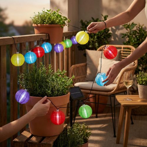 Napelemes lámpás lánc LED színes 4,5m 10 izzós hideg fehér | Floristik24.hu