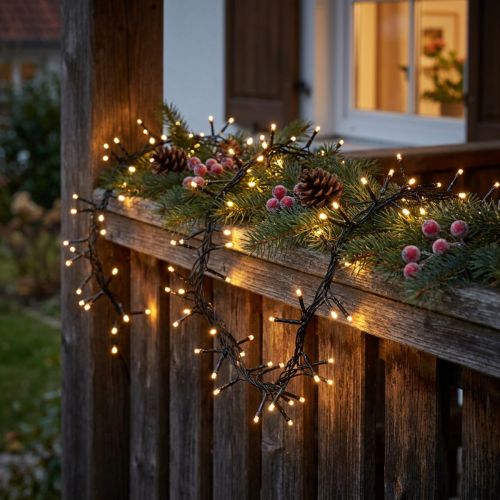 LED-es fénylánc külső 288er 2,4m fekete/meleg fehér | Floristik24.hu
