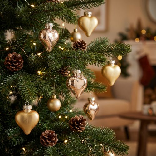 Karácsonyi díszek, karácsonyfadíszek, arany szívek, 3 cm, 24 darab | Floristik24.hu