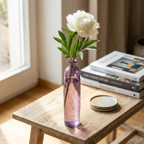 Magas virágváza, lila üvegdísz, üveg, Ø6,5cm, M30cm | Floristik24.hu