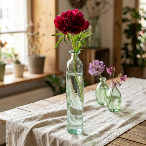 Üvegedísz váza, üveg, átlátszó/zöld, retró, Ø6,5cm, M30cm | Floristik24.hu