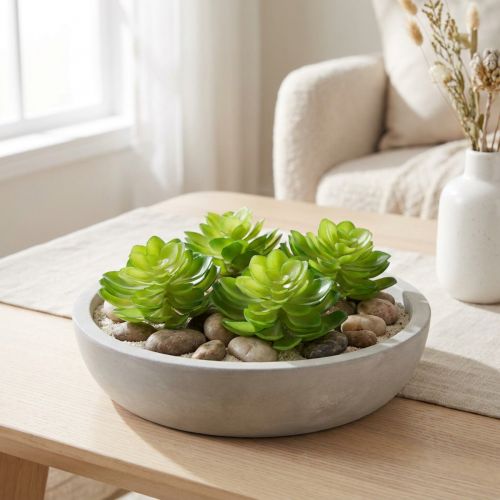 Mesterséges pozsgás növény, zöld, dekorációnak tálban vagy vázában, 10 cm, 4 darab | Floristik24.hu