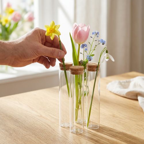 Kémcső dekoratív váza parafa tetővel Ø4cm H18cm 6 db | Floristik24.hu