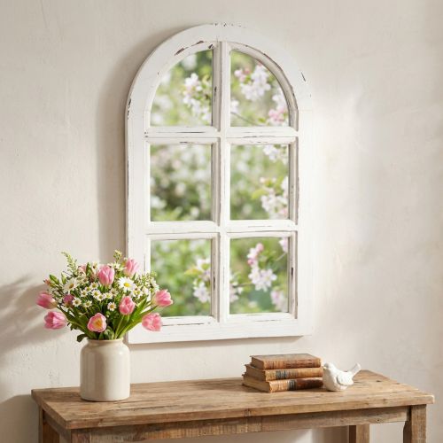 Fa dekoráció kopott elegáns dekoratív ablakkeret fa fehér 29,5×48cm | Floristik24.hu