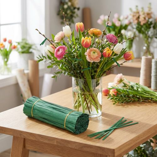 Kötőszalagok középzöld 25cm 2 vezetékes 1000 db | Floristik24.hu