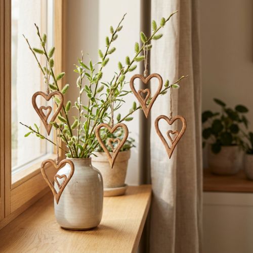 Faszív natúr fa szívek akasztáshoz 8×11cm 4 db | Floristik24.hu