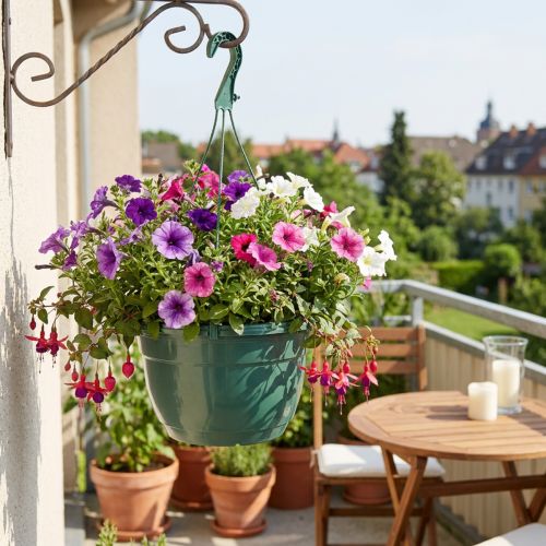 Függesztett kosár zöld cserepes függőcserep Ø25cm H50cm | Floristik24.hu