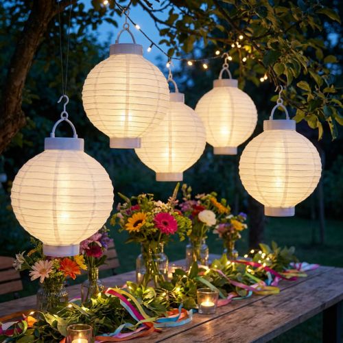 Lámpás LED napelemes 20cm fehér | Floristik24.hu