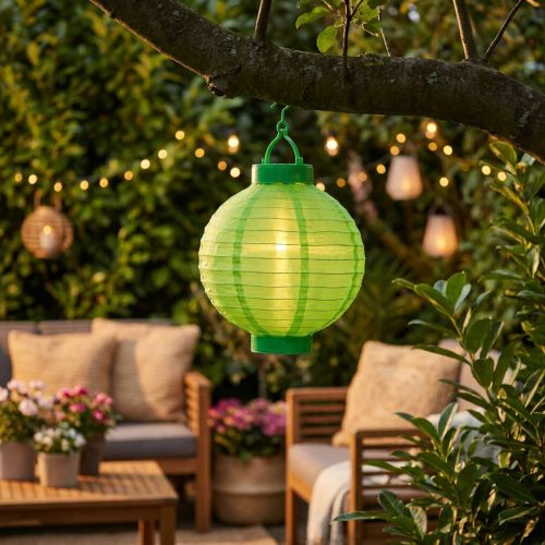 Lámpa LED szolárral 20cm zöld | Floristik24.hu
