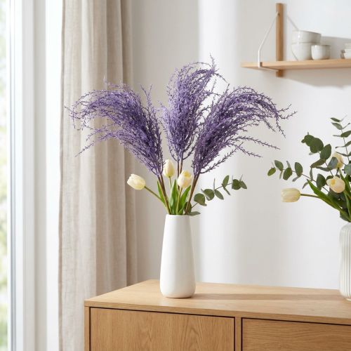Mesterséges növények lila száraz fű mesterségesen pelyhesített 62cm 3db | Floristik24.hu