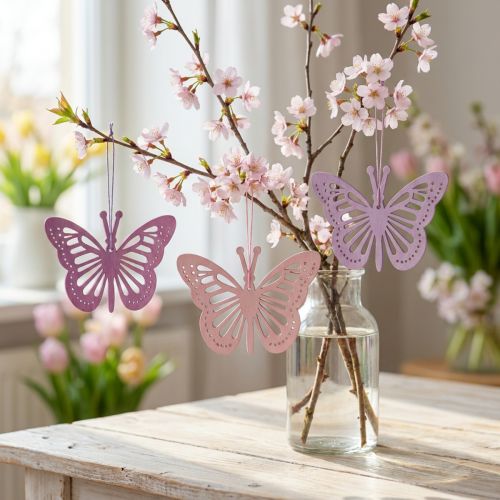 Deco pillangók deco fogas lila/rózsaszín/rózsaszín 12cm 12db | Floristik24.hu