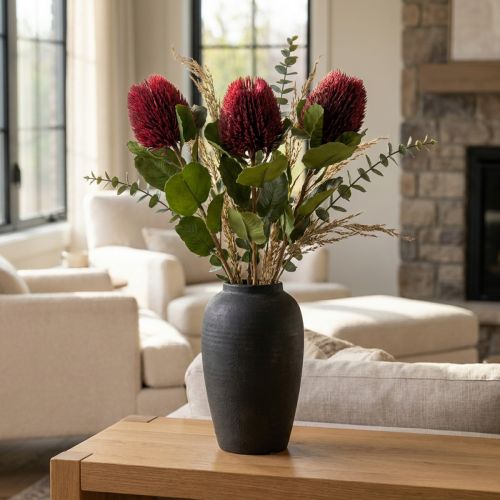 Művirágok, Banksia, Proteaceae borvörös L58cm H6cm 3db | Floristik24.hu