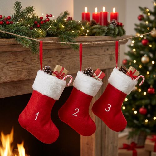 Adventi kalendárium töltőcsizma filc piros fehér 155cm | Floristik24.hu