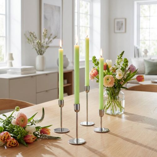 Lime zöldre festett kúpos gyertyák 22×240 mm 12 db | Floristik24.hu