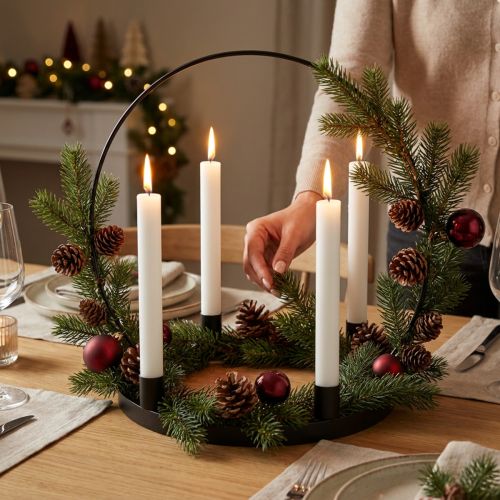 Gyertyatartó fém fekete díszgyűrű álláshoz Ø35cm | Floristik24.hu