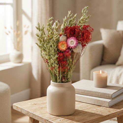 Csokor szárított virágból Csokor réti virágból Piros H50cm 150g | Floristik24.hu
