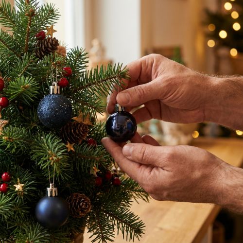 Mini karácsonyi gömbdíszek, kék, törésálló mix, Ø3cm, 14 darab | Floristik24.hu