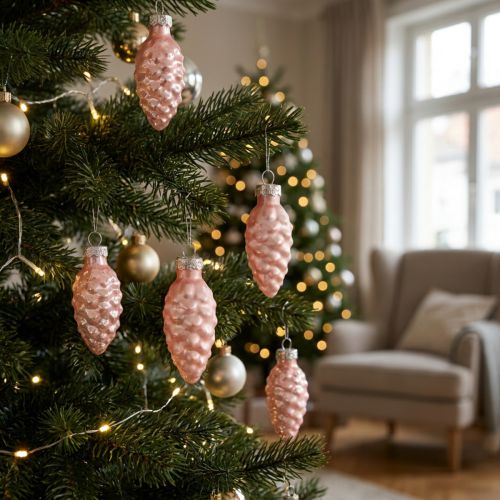 Karácsonyi kúpüveg Rózsaszín üvegkúp Karácsonyi 6,5cm 10db | Floristik24.hu