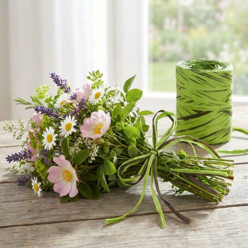 Raffia szalag zöld, barna, poly raffia 200m | Floristik24.hu