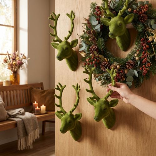 Dekoratív szarvasfej állományú mohazöld 10cm x 20cm 3 db | Floristik24.hu
