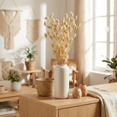 Szárított virág Phalaris, dekoratív fűfürt, száraz florisztika, boho természet, fehérített L55cm 100g | Floristik24.hu