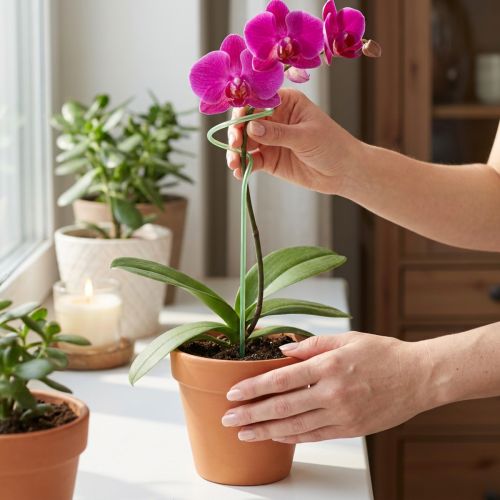 Növénytámasz, virágtartó, orchideatartó, zöld Twister, 38cm | Floristik24.hu