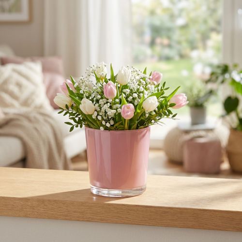 Üvegcserép Ø11,5cm H10,8cm régi rózsaszín | Floristik24.hu
