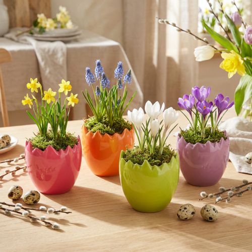 tételeket Mini Virágcserép Easter Egg Színes tojások Vázák Pasztell 8,5cm 4 db