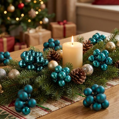 tételeket Mini karácsonyi gömbdíszek fényes matt keverékből tükrös bogyókkal, 20 mm, 140 darab