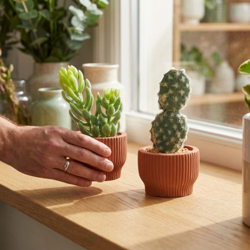 Mesterséges növények Zamatos kaktusz Mesterséges zöld növény 14,5/15,5cm 2db | Floristik24.hu