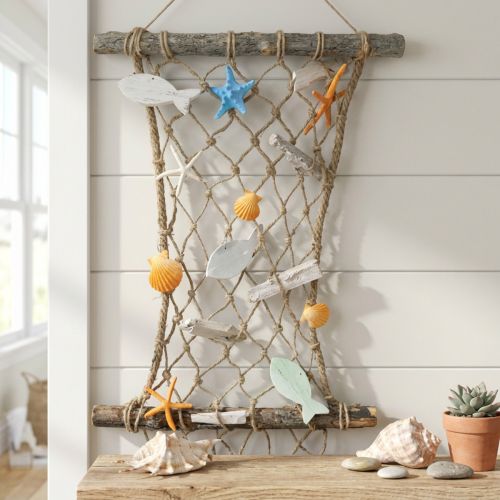 Halászháló dekoráció fali dekoráció hal tengeri dekoráció 38x50cm | Floristik24.hu