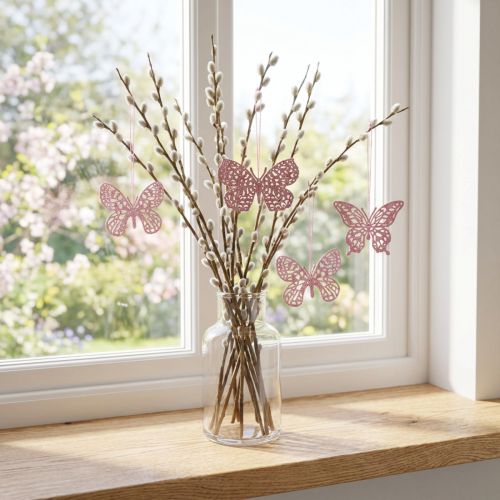 Deco fogas pillangó rózsaszín glitter 8cm 12db | Floristik24.hu