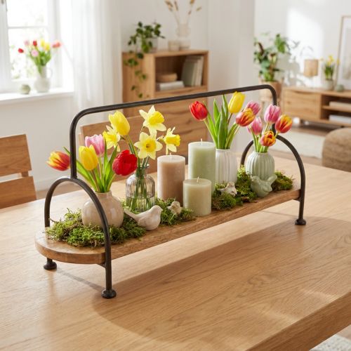 Ovális fatálca, hosszúkás, díszes tálca füllel, 49×18×26cm | Floristik24.hu