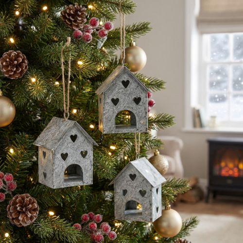 Karácsonyi medál fémház Shabby Chic H9,5cm 3 db | Floristik24.hu
