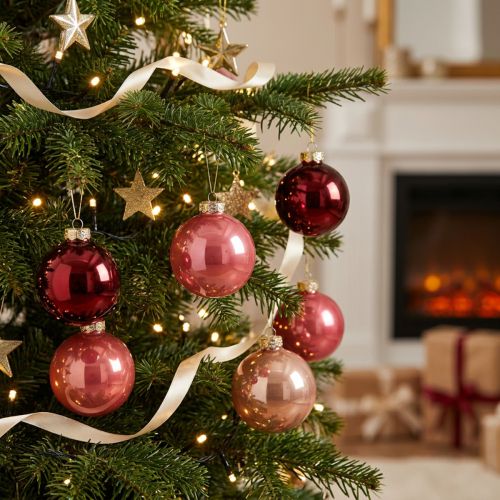 tételeket Karácsonyi Dísz Szett, Fényes Ünnepi Dekoráció, 6cm, 24 Darab